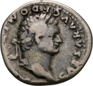 Vespasianus für Domitianus, Denar